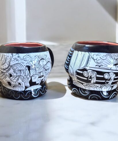 Tazas de calavera pintadas a mano