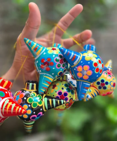 Esferas navideñas de barro artesanales Esferas navideñas de barro artesanales