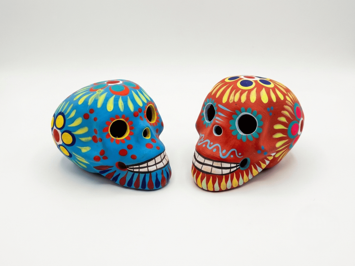 Calaveras de barro personalizadas para decoración de temporada