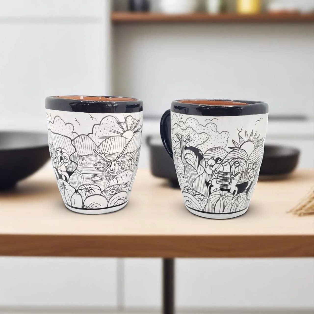 Tazas artesanales de barro