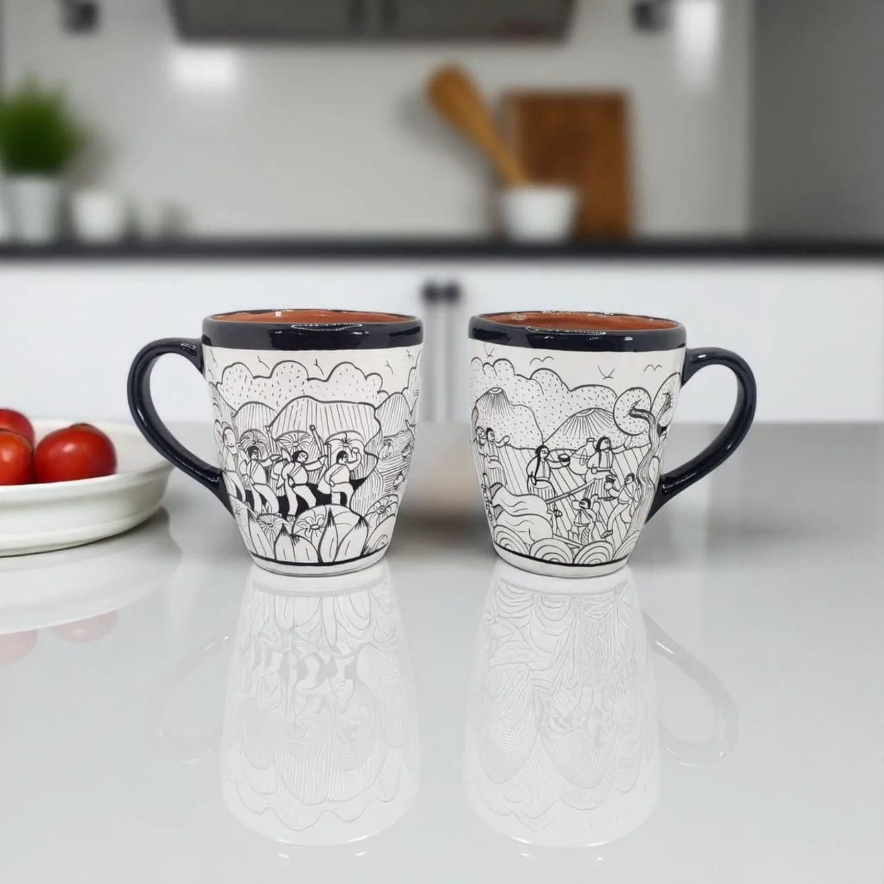 Tazas artesanales de barro