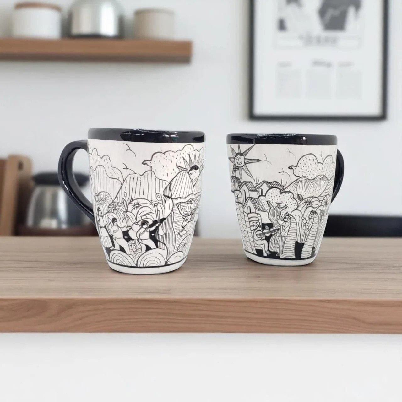 Tazas artesanales de barro