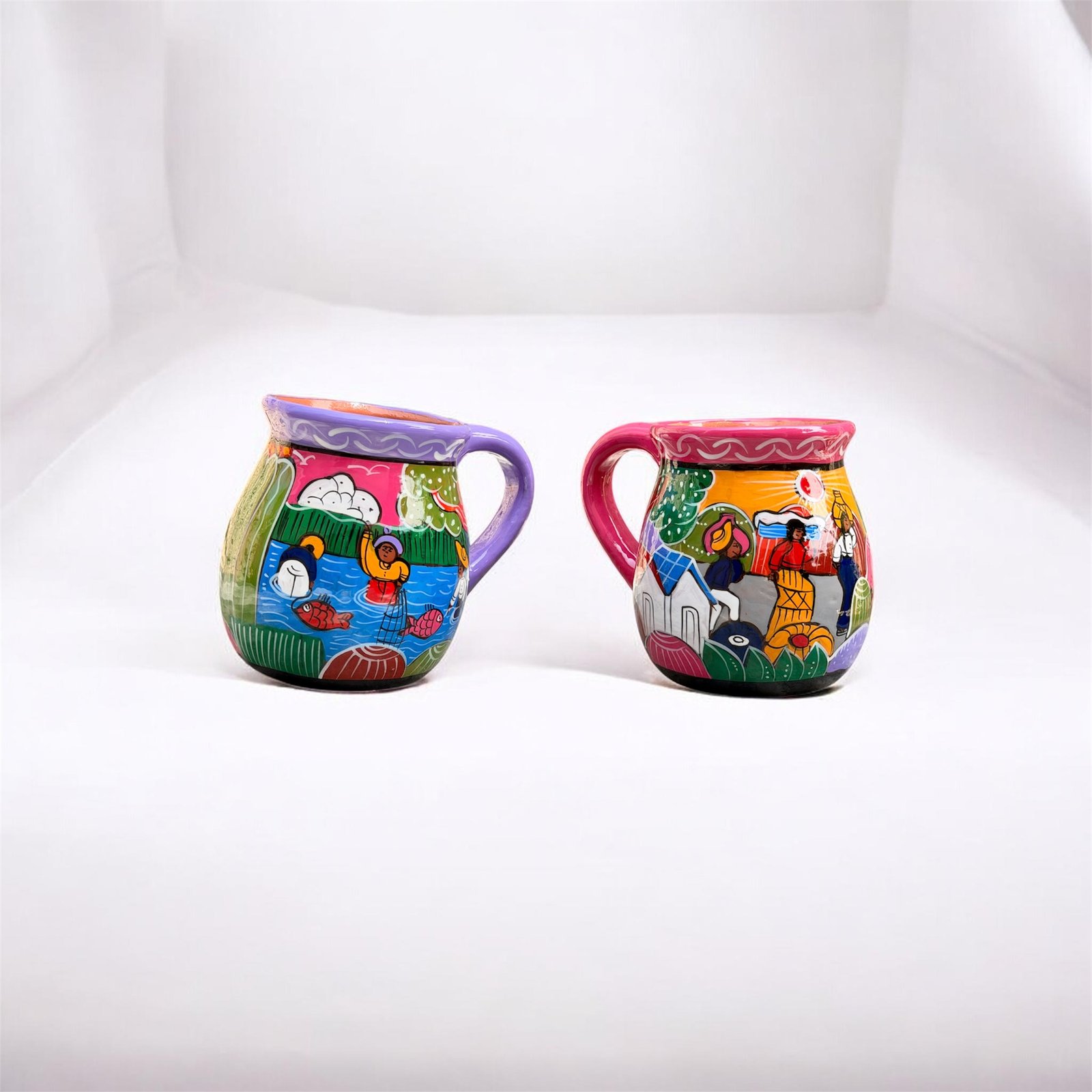 Tazas de barro pintadas a mano | Arte Rutilo